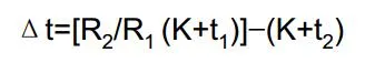 通过如下公式来计算出绕组的温度变化值
